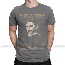 Load image into Gallery viewer, Nikola Tesla Men T Shirts Scientists Subject Inventor Physics Science Tees Short Sleeve T-Shirts 100% Cotton Party Tops
