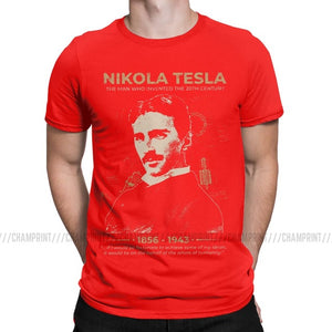 Nikola Tesla Men T Shirts Scientists Subject Inventor Physics Science Tees Short Sleeve T-Shirts 100% Cotton Party Tops