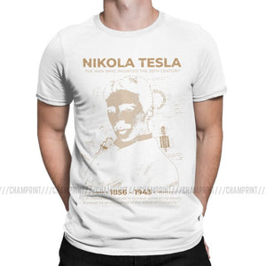 Nikola Tesla Men T Shirts Scientists Subject Inventor Physics Science Tees Short Sleeve T-Shirts 100% Cotton Party Tops