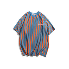 Load image into Gallery viewer, Dark Icon Vertical Stripe Oversized Men's Tshirts Short Sleeve 2019 Summer New Korean Style Loose T-shirt Men Male Tee Cotton
