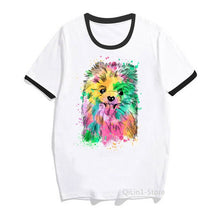 Load image into Gallery viewer, Harajuku kawaii Brown Pomeranian printed tshirt women’s friends dog lover t-shirt femme cute top girls tees summer clothes
