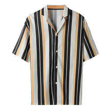 Load image into Gallery viewer, 40# Men Summer T Shirt Fashion Shirts Casual Striped T-shirt Short-Sleeve Turn-down Collar Tshirt Plus Size Streetwear футболка
