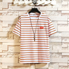 Load image into Gallery viewer, Summer Rainbow Striped T-shirts Men O-Neck Short Sleeve Men Tshirts Colorful Stripes Ins Hip Hop Streetwear Top Tees
