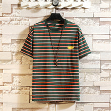 Load image into Gallery viewer, Summer Rainbow Striped T-shirts Men O-Neck Short Sleeve Men Tshirts Colorful Stripes Ins Hip Hop Streetwear Top Tees
