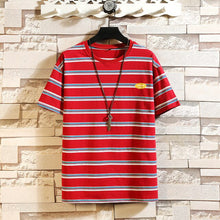 Load image into Gallery viewer, Summer Rainbow Striped T-shirts Men O-Neck Short Sleeve Men Tshirts Colorful Stripes Ins Hip Hop Streetwear Top Tees
