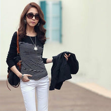 Load image into Gallery viewer, T Shirt Women Clothes 2019 Striped Tshirt Long Sleeve Tops Womens Clothing T-Shirts Spring Autumn Winter Cotton Casual Tee Shirt
