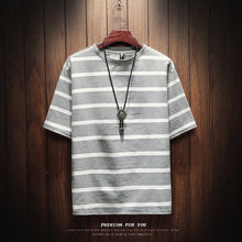 Load image into Gallery viewer, Striped Black T Shirt Mens 100% Cotton Tshirt Striped For Men Tee Summer Japanese Casual Tshirts Streetwear Fitness Tees
