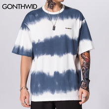 Load image into Gallery viewer, GONTHWID Tie Dye Striped Tees Shirts Summer Casual Streetwear Tshirts Harajuku Hip Hop Short Sleeve Tops Fashion Hipster T-Shirt
