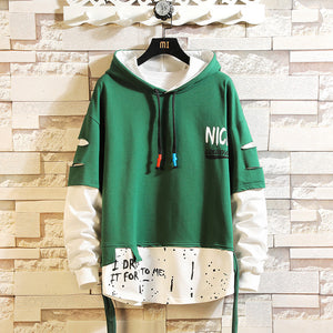 Japan Style Casual O-Neck 2020 Spring Autumn Print Hoodie Sweatshirt Men'S Thick Fleece Hip Hop High Streetwear Clothes