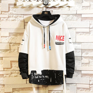 Japan Style Casual O-Neck 2020 Spring Autumn Print Hoodie Sweatshirt Men'S Thick Fleece Hip Hop High Streetwear Clothes
