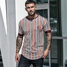 Load image into Gallery viewer, Casual Men T-shirt Stripe Summer Man Tshirt Fashion Tops Streetwear Male T-shirts Hip Hop Brand Clothing Mens Tee T Shirt Men
