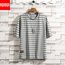Load image into Gallery viewer, Cotton Black Striped Fitness Tshirt Men White Summer Streetwear Harajuku T shirt Oversized Hip-hop Casual T-shirt Male Fashion
