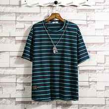 Load image into Gallery viewer, Cotton Black Striped Fitness Tshirt Men White Summer Streetwear Harajuku T shirt Oversized Hip-hop Casual T-shirt Male Fashion
