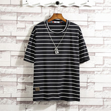 Load image into Gallery viewer, Cotton Black Striped Fitness Tshirt Men White Summer Streetwear Harajuku T shirt Oversized Hip-hop Casual T-shirt Male Fashion
