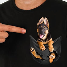 Load image into Gallery viewer, German Shepherd In Pocket T Shirt Dog Lovers Black Cotton Men Made in USA Cartoon t shirt men Unisex kenzo Fashion tshirt
