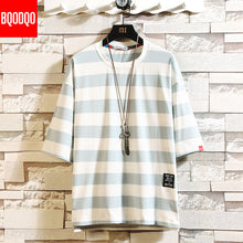 Load image into Gallery viewer, Black Fashion T Shirt Mens Cotton Tshirt Striped For Men Tee Summer Japanese Casual T-shirts Streetwear Fitness Tees Oversized
