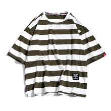 Load image into Gallery viewer, Black Fashion T Shirt Mens Cotton Tshirt Striped For Men Tee Summer Japanese Casual T-shirts Streetwear Fitness Tees Oversized

