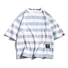 Load image into Gallery viewer, Black Fashion T Shirt Mens Cotton Tshirt Striped For Men Tee Summer Japanese Casual T-shirts Streetwear Fitness Tees Oversized
