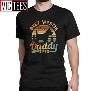 Men's Best West Highland White Terrier Daddy Ever Vintage Westie T Shirts Cotton Fun T-Shirt Dog Lover Tee Clothing