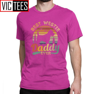 Men's Best West Highland White Terrier Daddy Ever Vintage Westie T Shirts Cotton Fun T-Shirt Dog Lover Tee Clothing