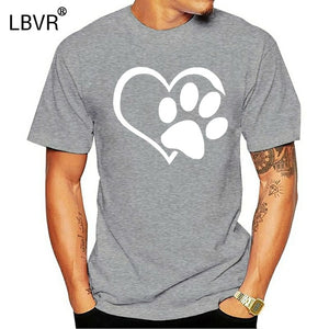 Paw Print Heart T-Shirt Dog Cat Animal Lovers Cute Gift Mens Sweatshirt Tee Shirt