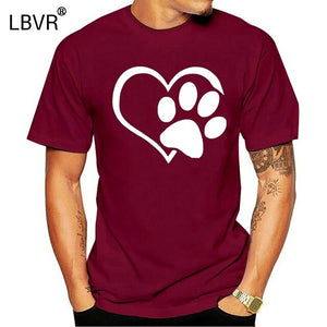 Paw Print Heart T-Shirt Dog Cat Animal Lovers Cute Gift Mens Sweatshirt Tee Shirt