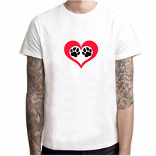Load image into Gallery viewer, Fashion Love Dog Paw Print Top Shirt Women Men Dog Blog Cotton Casual Funny t shirt Heart Paw Goth Tee Art Tops For Lovers YH012
