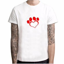 Load image into Gallery viewer, Fashion Love Dog Paw Print Top Shirt Women Men Dog Blog Cotton Casual Funny t shirt Heart Paw Goth Tee Art Tops For Lovers YH012
