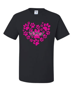 Animal Paws Heart T-Shirt Cute Adorable Dog Lovers Animal Rescue Tee Shirt  Cool Casual pride t shirt men Unisex Fashion tshirt