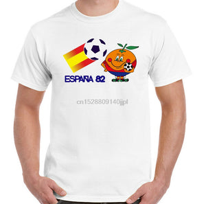 Espana 82 Mens Retro World Football T-Shirt Spain Spanish Top Kit Jersey