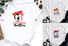 Load image into Gallery viewer, I'm Busy Raising Ballers Women Tshirt Korean Japanese Baseball Softball Football Mom Game Day Graphic Shirts White Tops Bow-knot
