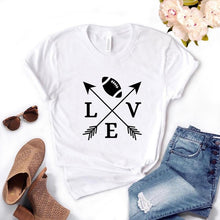 Load image into Gallery viewer, Love Football Arrow Print Women Tshirts Cotton Casual Funny t Shirt For Lady  Yong Girl Top Tee 6 Color Drop Ship NA-927
