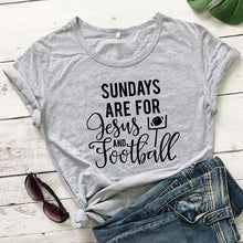 Load image into Gallery viewer, Casual Unisex Short Sleeve Game Day Tshirt Women Religious Christian Faith Tees Tops Sundays Are for Jesus and Football T-shirt

