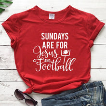 Load image into Gallery viewer, Casual Unisex Short Sleeve Game Day Tshirt Women Religious Christian Faith Tees Tops Sundays Are for Jesus and Football T-shirt
