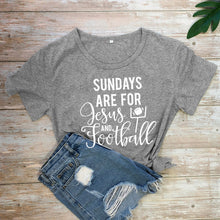 Load image into Gallery viewer, Casual Unisex Short Sleeve Game Day Tshirt Women Religious Christian Faith Tees Tops Sundays Are for Jesus and Football T-shirt
