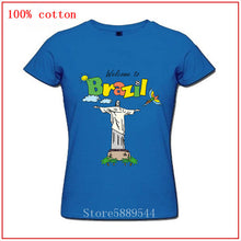 Load image into Gallery viewer, Welcome to Brazil cute and Colorful Birds football women tshirt 2020 Brazilian Jesus Natural Cotton short sleeve o-neck T-shirt
