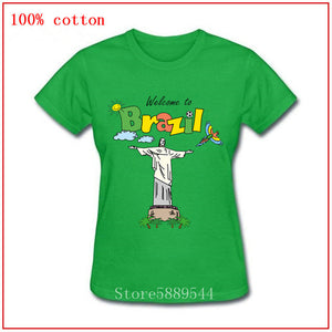 Welcome to Brazil cute and Colorful Birds football women tshirt 2020 Brazilian Jesus Natural Cotton short sleeve o-neck T-shirt
