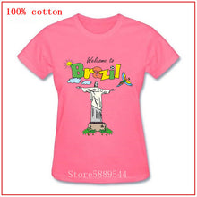 Load image into Gallery viewer, Welcome to Brazil cute and Colorful Birds football women tshirt 2020 Brazilian Jesus Natural Cotton short sleeve o-neck T-shirt
