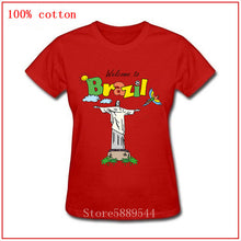 Load image into Gallery viewer, Welcome to Brazil cute and Colorful Birds football women tshirt 2020 Brazilian Jesus Natural Cotton short sleeve o-neck T-shirt
