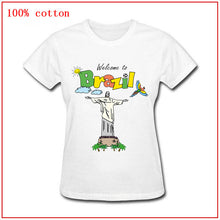 Load image into Gallery viewer, Welcome to Brazil cute and Colorful Birds football women tshirt 2020 Brazilian Jesus Natural Cotton short sleeve o-neck T-shirt
