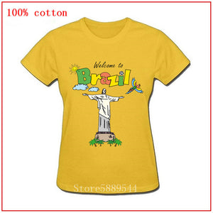 Welcome to Brazil cute and Colorful Birds football women tshirt 2020 Brazilian Jesus Natural Cotton short sleeve o-neck T-shirt