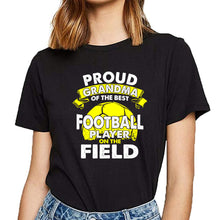 Load image into Gallery viewer, Tops T Shirt Women proud grandma of best football player on the field Casual  Black Custom Female Tshirt
