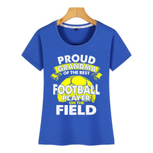 Load image into Gallery viewer, Tops T Shirt Women proud grandma of best football player on the field Casual  Black Custom Female Tshirt
