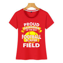 Load image into Gallery viewer, Tops T Shirt Women proud grandma of best football player on the field Casual  Black Custom Female Tshirt

