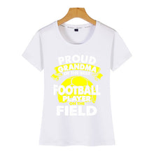 Load image into Gallery viewer, Tops T Shirt Women proud grandma of best football player on the field Casual  Black Custom Female Tshirt
