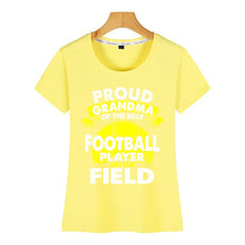 Load image into Gallery viewer, Tops T Shirt Women proud grandma of best football player on the field Casual  Black Custom Female Tshirt
