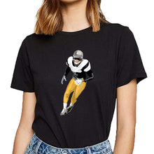 Load image into Gallery viewer, Tops T Shirt Women football add custom text Design Black Short Female Tshirt
