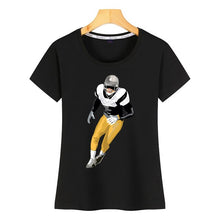 Load image into Gallery viewer, Tops T Shirt Women football add custom text Design Black Short Female Tshirt
