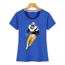 Load image into Gallery viewer, Tops T Shirt Women football add custom text Design Black Short Female Tshirt
