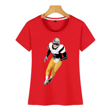 Load image into Gallery viewer, Tops T Shirt Women football add custom text Design Black Short Female Tshirt
